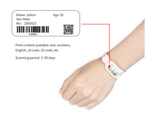Logo Drucken PVC Krankenhaus Medizinisches Armband, RFID NFC Tag Armband Einweg