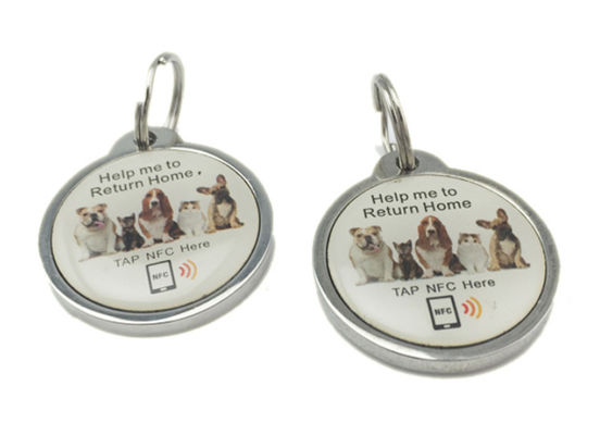 NFC-Tier-ID-Tags RFID-Haustier-Schlüsselring UV-CMYK-Druck mit 213 215 Chip
